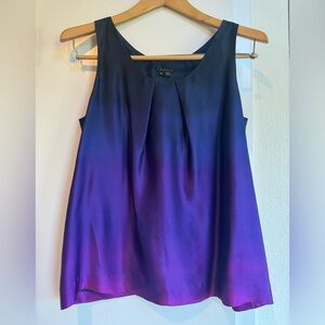 Theory blue/purple ombré silk sleeveless top